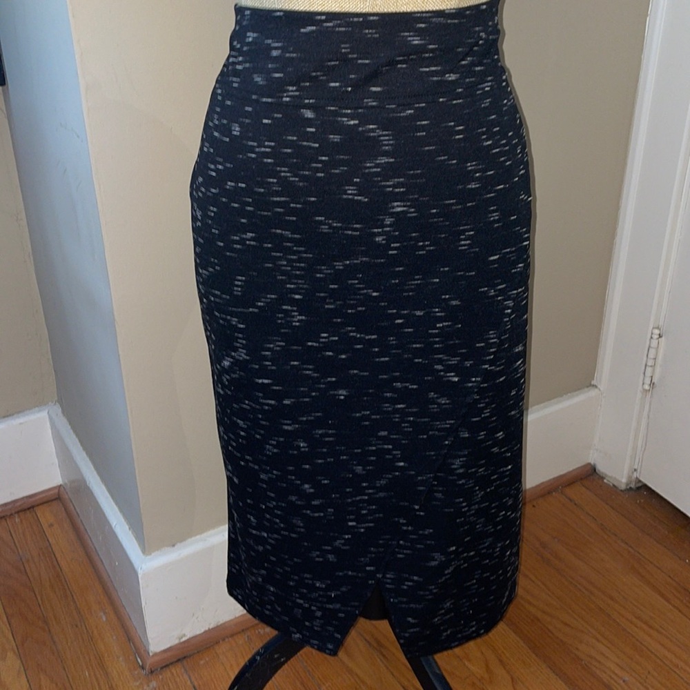 Faux Wrap Pull On Black White Almost Maxi Skirt